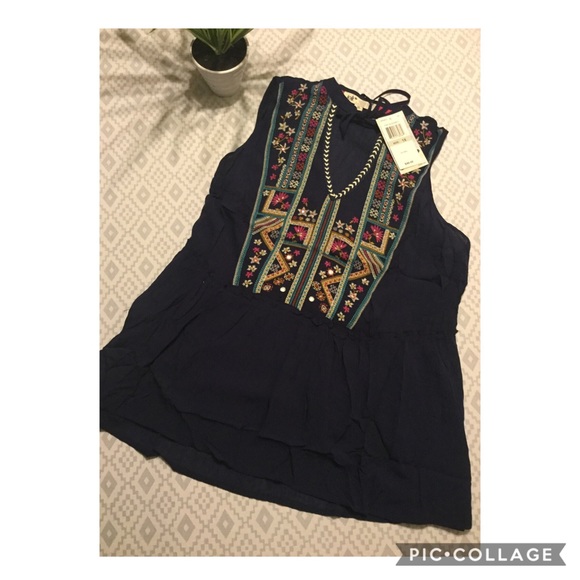 Jolt Tops - Jolt Navy Plus Boho Top